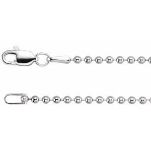 14K White 1.8 mm Hollow Bead 18" Chain