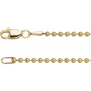 14K Yellow 1.8 mm Hollow Bead 16" Chain