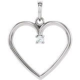 14K White .04 CTW Natural Diamond Heart Pendant