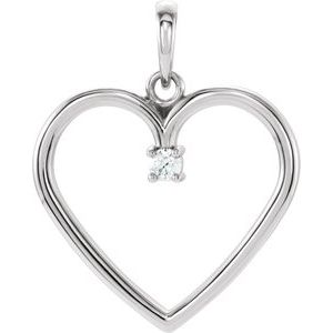 14K White .04 CTW Natural Diamond Heart Pendant