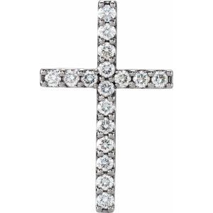 14K White 1/2 CTW Natural Diamond Petite Cross Pendant