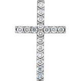 14K White 1 CTW Natural Diamond Petite Cross Pendant