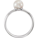 14K White 6.5-7 mm Cultured White Freshwater Pearl Ring