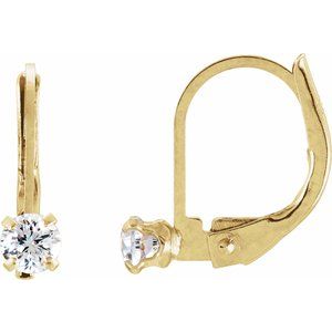 14K Yellow Imitation White Cubic Zirconia Youth Earrings