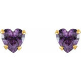 14K Yellow Natural Amethyst Youth Stud Earrings