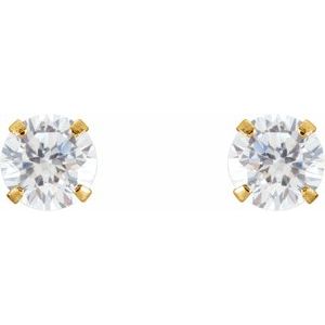 14K Yellow 4 mm Imitation White Cubic Zirconia Youth Stud Earrings