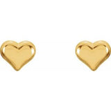 14K Yellow Puffed Heart Earrings