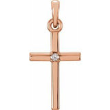 14K Rose .01 CT Natural Diamond Cross Pendant
