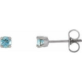 14K White Imitation Aquamarine Youth Earrings