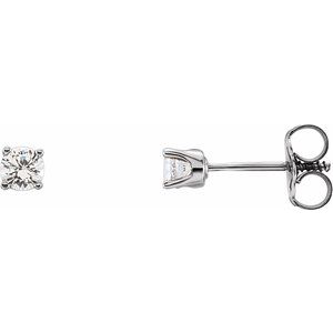14K White Imitation Diamond Youth Earrings