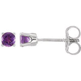 14K White Imitation Amethyst Youth Earrings