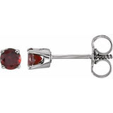 14K White Imitation Mozambique Garnet Youth Earrings