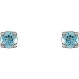 14K White Imitation Aquamarine Youth Earrings