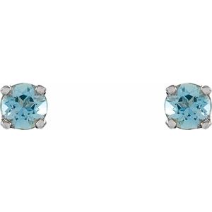 14K White Imitation Aquamarine Youth Earrings