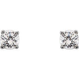 14K White Imitation Diamond Youth Earrings