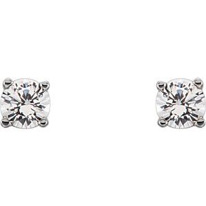 14K White Imitation Diamond Youth Earrings