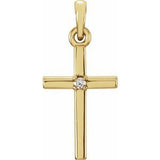 14K Yellow .01 CT Natural Diamond Cross Pendant