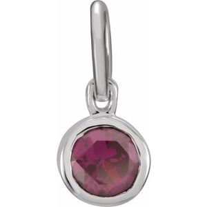 14K White Posh Mommy® Imitation Garnet Charm/Pendant
