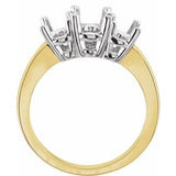 14K Yellow & Platinum Three-Stone Engagement Ring Mounting