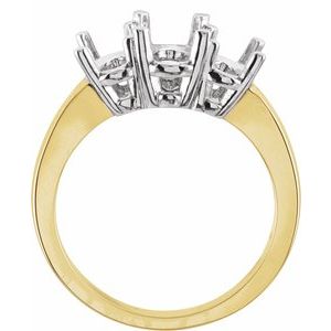 14K Yellow & Platinum Three-Stone Engagement Ring Mounting