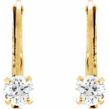 14K Yellow Imitation White Cubic Zirconia Youth Earrings