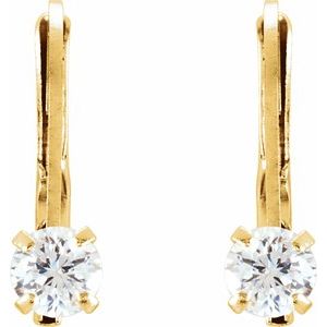 14K Yellow Imitation White Cubic Zirconia Youth Earrings
