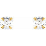 14K Yellow 3 mm Imitation White Cubic Zirconia Youth Stud Earrings
