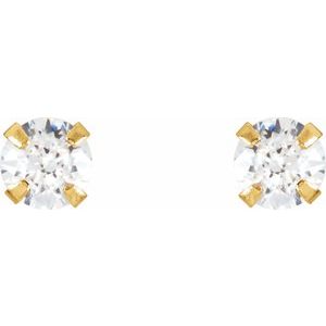 14K Yellow 3 mm Imitation White Cubic Zirconia Youth Stud Earrings