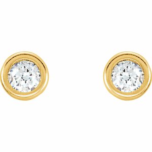14K Yellow 3 mm Imitation White Cubic Zirconia Youth Bezel Stud Earrings