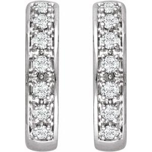 14K White 1/3 CTW Natural Diamond Hinged 15.8 mm Hoop Earring