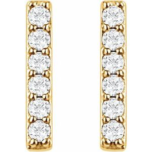 14K Yellow 1/10 CTW Natural Diamond Bar Earrings