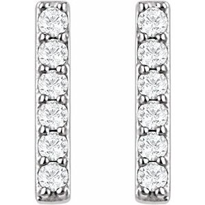 14K White 1/10 CTW Natural Diamond Bar Earrings