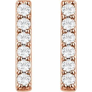 14K Rose 1/10 CTW Natural Diamond Bar Earrings