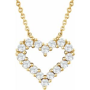 14K Yellow 1/4 CTW Natural Diamond Heart 18" Necklace