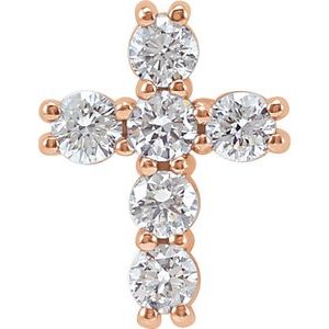 14K Rose 1/4 CTW Natural Diamond Cross Pendant