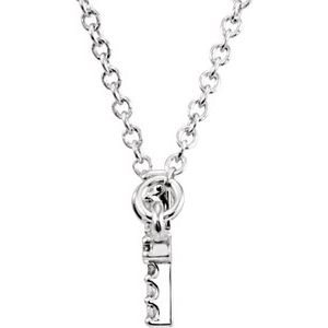 14K White .07 CTW Natural Diamond Sideways Cross 16-18" Necklace
