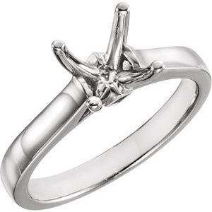 18K X1 White 4.5x4.5 mm Square Accented Engagement Ring Mounting