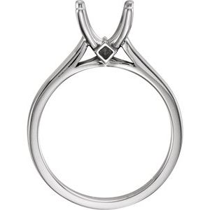 18K X1 White 4.5x4.5 mm Square Accented Engagement Ring Mounting