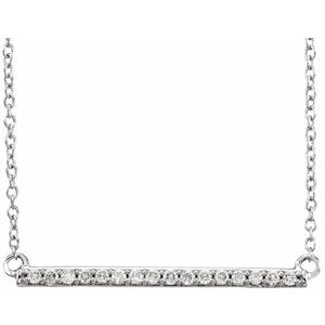 14K White 1/6 CTW Natural Diamond Bar 16-18" Necklace