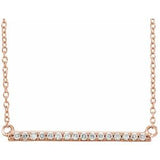 14K Rose 1/6 CTW Natural Diamond Bar 16-18" Necklace