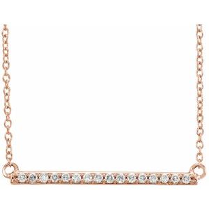 14K Rose 1/6 CTW Natural Diamond Bar 16-18" Necklace