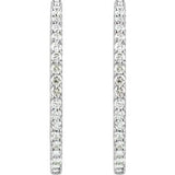 14K White 6 1/2 CTW Natural Diamond Inside-Outside 51 mm Hinged Hoop Earrings