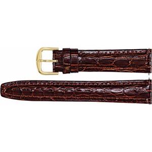 18 mm Regular Camel Leather Crocodile Grain Semi-Padded Watch Band