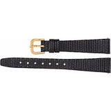 13 mm Long Black Lizard Grain Flat Watch Band