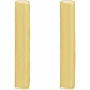14K Yellow Vertical Bar Earrings