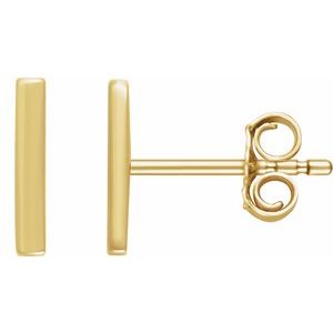 14K Yellow Vertical Bar Earrings