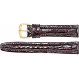 20 mm Regular Brown Leather Crocodile Grain Semi-Padded Watch Band