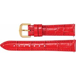 16 mm Short Red Alligator Grain Padded Watch Band