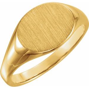 18K Yellow 12x9 mm Oval Signet Ring