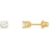 24K Gold-Plated Sterling Silver 5 mm Round Imitation White Cubic Zirconia Inverness® Piercing Stud Earrings